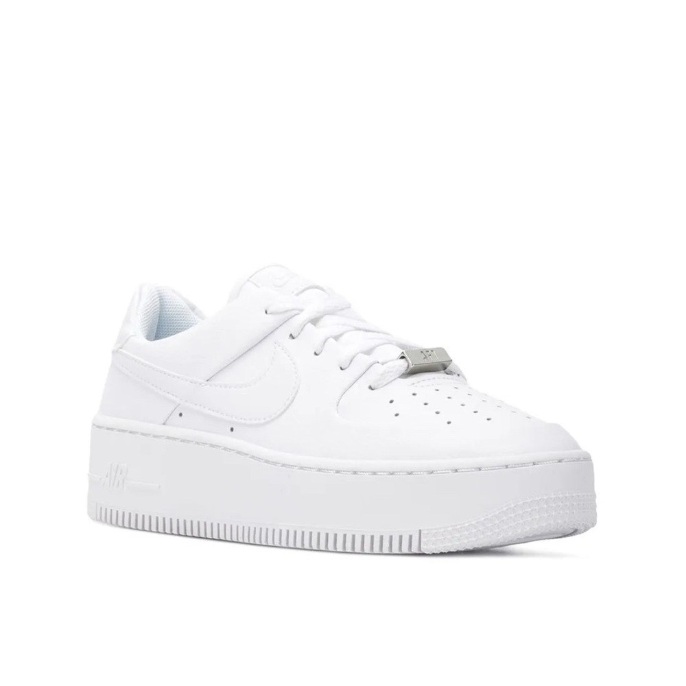 Nike Air Force 1 Sage Low White Leather Sneakers - Picture 5 of 7